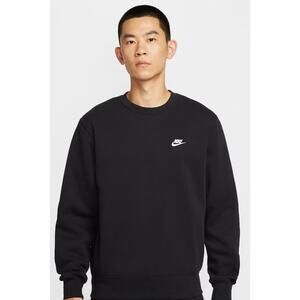 Nike Sportswear black crewneck embroidered logo fleece sweatshirt men SM NEW